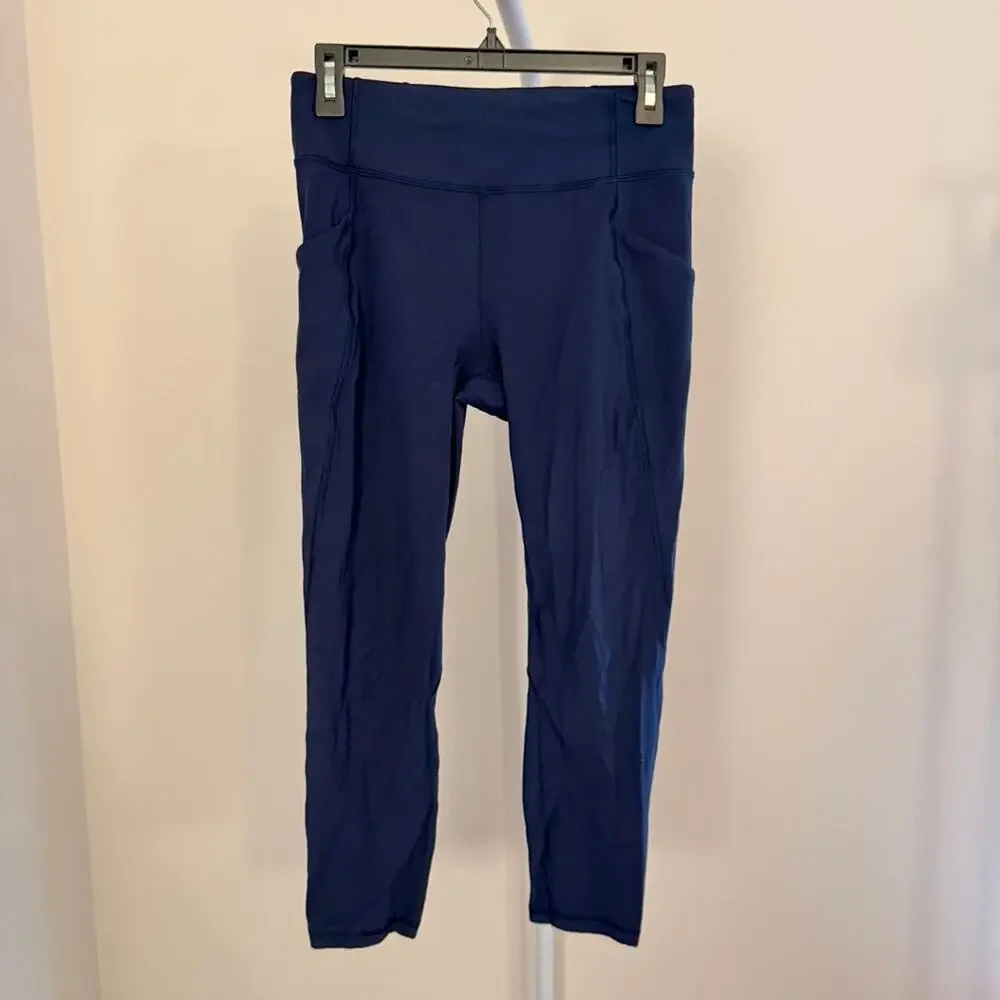Lululemon Time to Sweat Crop 23” Luxtreme PocketsTrue Navy Blue Leggings